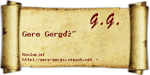 Gere Gergő névjegykártya